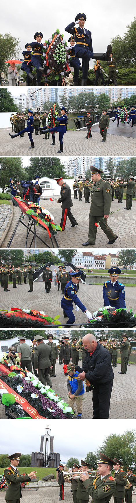 Ceremony to lay flowers at the memorial on the Island of Courage and Sorrow