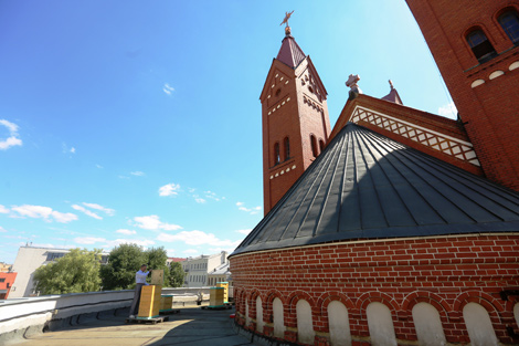 On the rooftop of the church