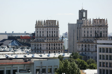 Вид на Минск с крыши костела