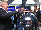 Belarus Prime Minister Andrei Kobyakov and Kazakhstan Prime Minister Bakytzhan Sagintayev tour the National Pavilion of Kazakhstan