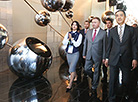 Belarus Prime Minister Andrei Kobyakov and Kazakhstan Prime Minister Bakytzhan Sagintayev tour the National Pavilion of Kazakhstan