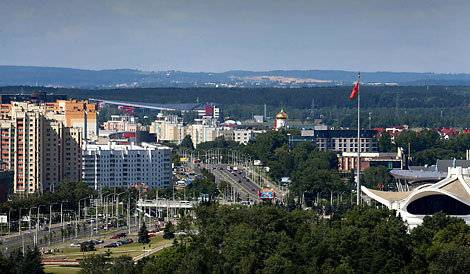 A view of Minsk from The Belarus Hotel observation deck 