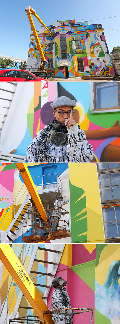 Vulica Brasil 2017: Brazilian artists painting murals in Oktyabrskaya Street