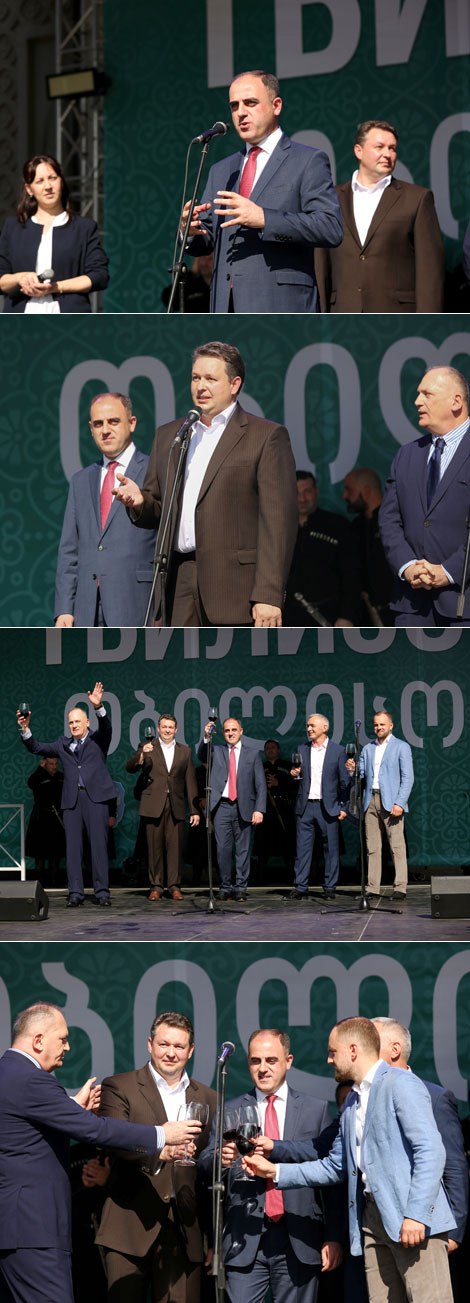 Мэр Минска Андрей Шорец, мэр Тбилиси Давид Нармания и посол Грузии в Беларуси Давид Котария