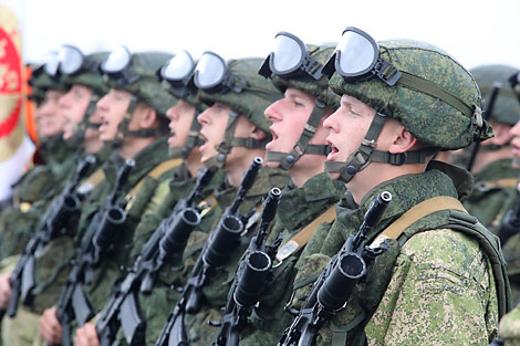 Inspection of the troops involved in the Belarusian-Russian strategic army exercise Zapad 2017