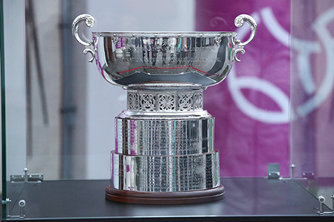 Fed Cup trophy near Minsk Town Hall