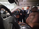 President Alexander Lukashenko takes part in the official inauguration of the new BelGee car factory