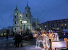 Catholic scouts bring the Bethlehem light to the Cathedral of St. Francis Xavier in Grodno