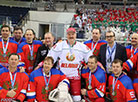 Alexander Lukashenko with Russian ice hockey players