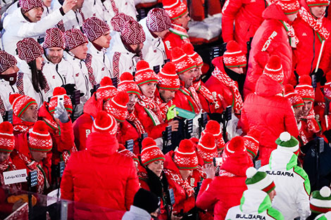 Белорусская команда на церемонии открытия XXIII зимних Олимпийских игр
