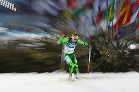 Дарья Домрачева во время индивидуальной гонки на Олимпиаде-2018