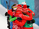 白俄罗斯冬季两项运动员在2018年奥运会的接力赛中获胜 安德烈•巴库梅科摄