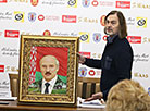 Nikas Safronov presents a portrait of the Belarus president