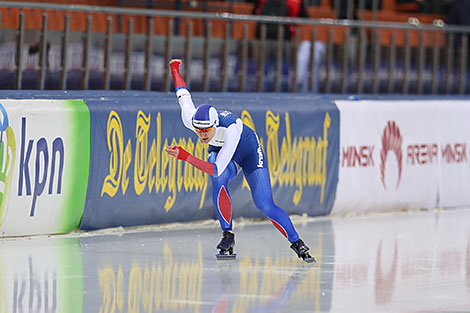 Angelina Golikova (Russia) competes in the Ladies 500m