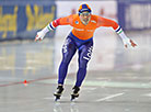 Ян Смекенс (Нидерланды) выступает на дистанции 500 м