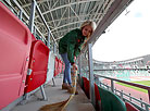 Youth teams help clean up the stadium