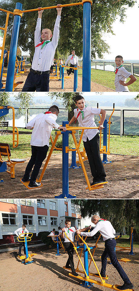 The president donated a set of fitness equipment to the school