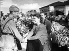 Slutsk residents greet the soldiers-liberators. Minsk Region, July 1944