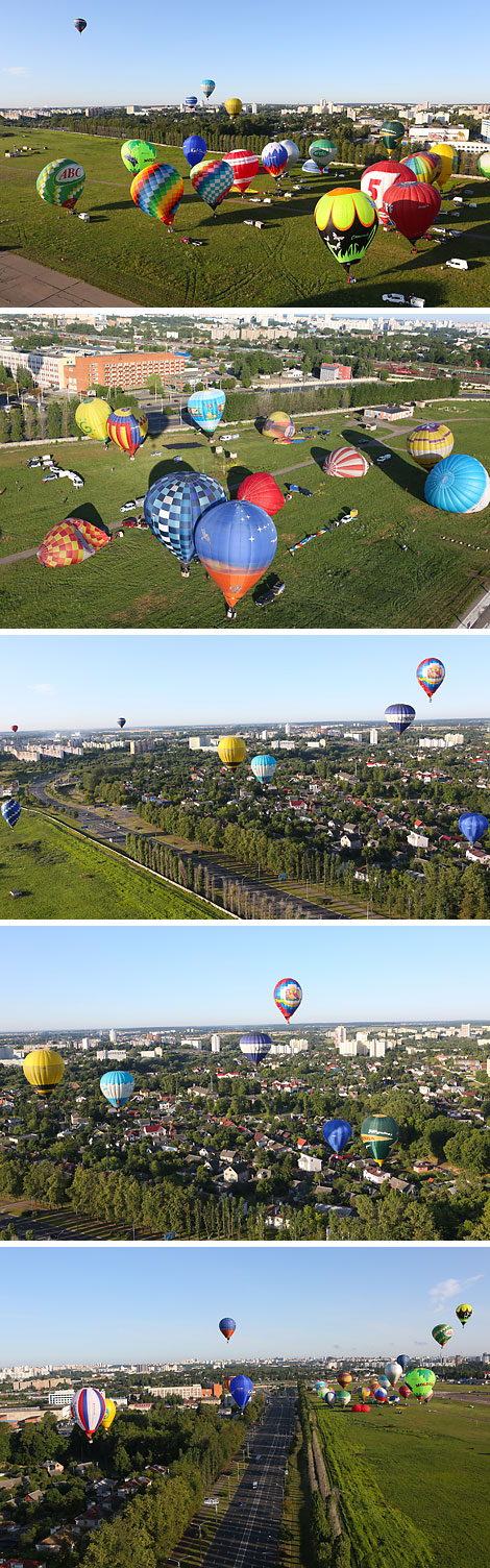 Tens of montgolfiers from various countries were flying over Minsk