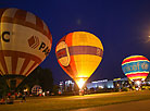 Night glow of hot air balloons