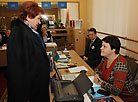 Member of the Council of the Federation of Russia Yelena Perminova at the polling station No. 18 in Vitebsk