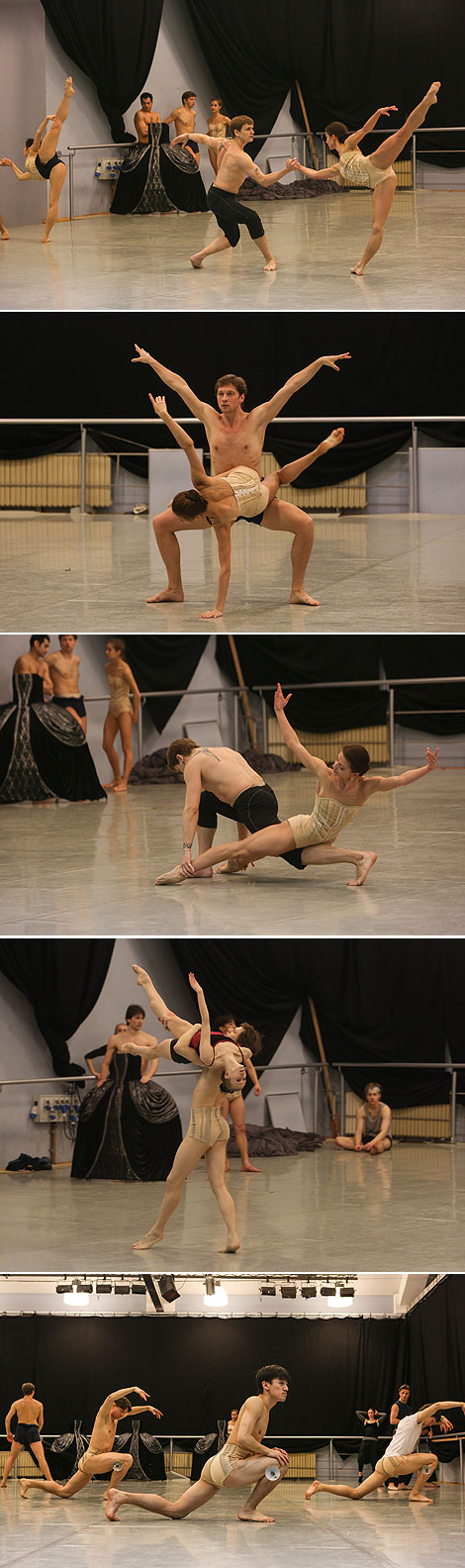 Rehearsals of the ballet La Petite Mort at the Bolshoi theater of Belarus