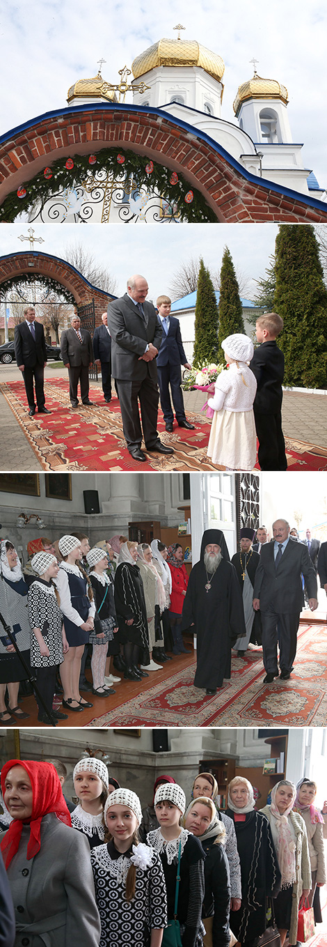 Президент Беларуси в праздник Пасхи посетил Спасо-Преображенский храм в Шклове