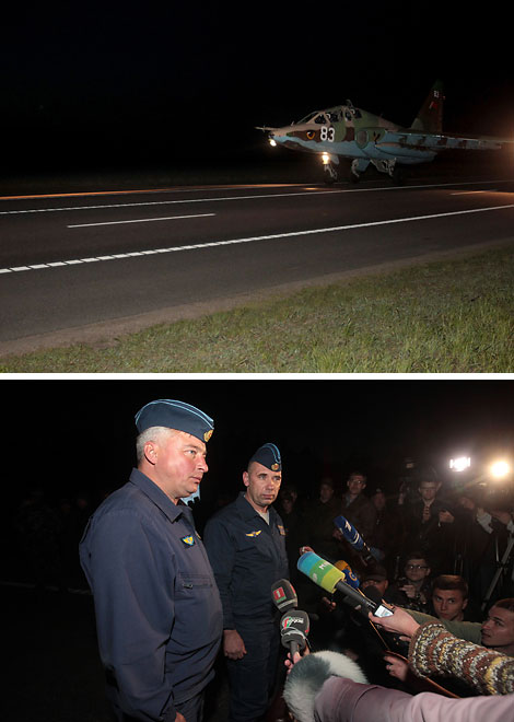 Беларускія лётчыкі першымі ў свеце пасадзілі штурмавік Су-25 на трасу ноччу