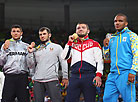 Olympic champion Davit Chakvetadze of Russia, silver medalist Zhan Beleniuk of Ukraine and bronze medalists Denis Maksymilian Kudla of Germany and Javid Hamzatov of Belarus
