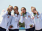 Рио-2016: обладательницы бронзовых медалей Маргарита Махнева, Надежда Лепешко, Ольга Худенко и Марина Литвинчук