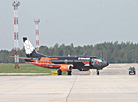 Самолет "Белавиа" в фирменных цветах World of Tanks приземлился в Национальном аэропорту Минск