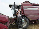 Women behind the wheel of combine harvesters are a common sight