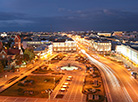 Minsk City at night. Independence Avenue