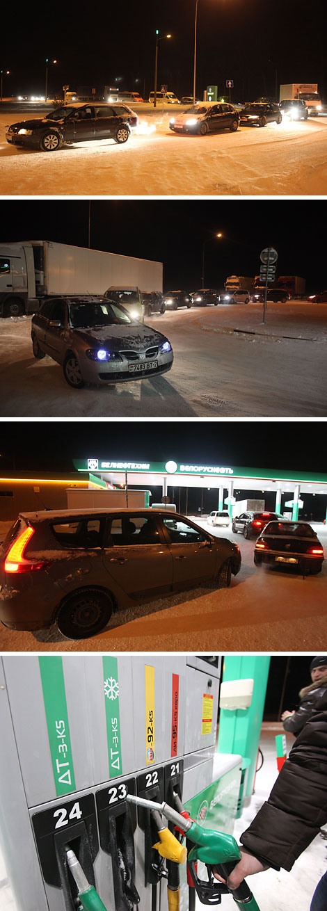 A queue to buy Arctic diesel fuel in Vitebsk