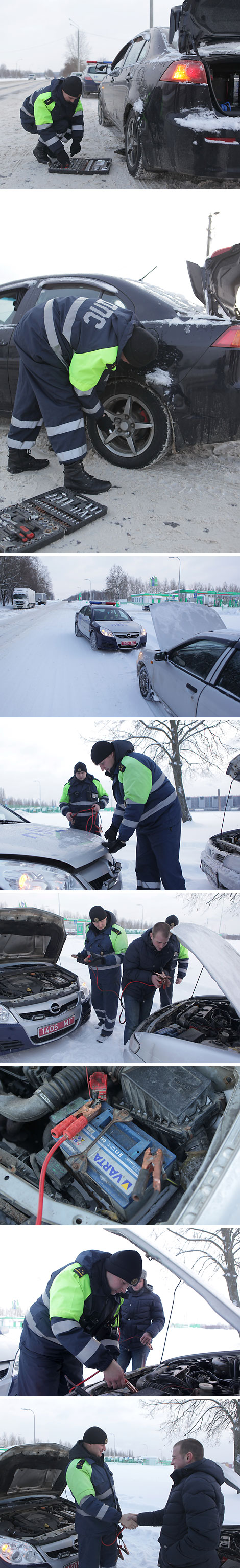 Belarusian traffic police help out drivers in distress