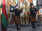 British pipers and the orchestra of the Armed Forces of Belarus perform in the Museum of the Great Patriotic War