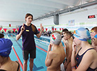 Aleksandra Gerasimenya gives classes for young swimmers in Mogilev