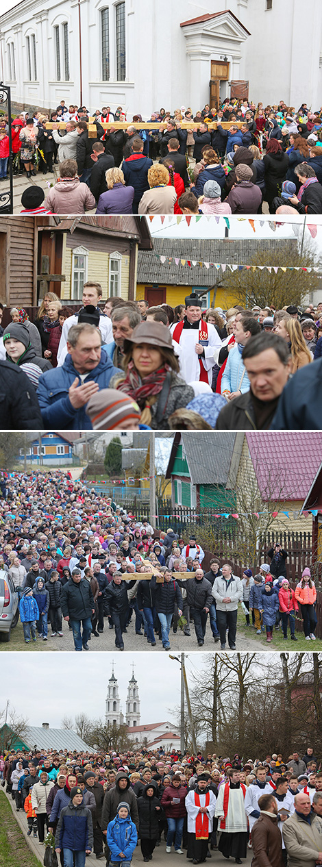Palm Sunday is celebrated with a religious procession in Oshmyany