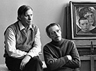 People’s Artist of Belarus and the USSR Mikhail Savitsky and People’s Writer of Belarus Vasil Bykov. 10 April 1986