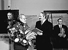 Belarus President Alexander Lukashenko in the art workshop of Mikhail Savitsky. Minsk, 18 February 1997
