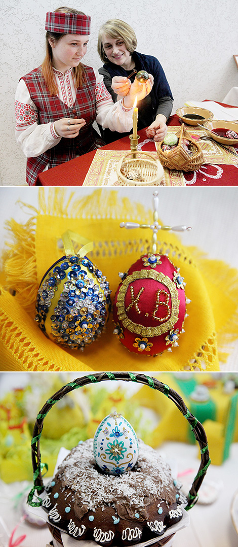 Easter preparations: Easter cakes, colored eggs and souvenirs 