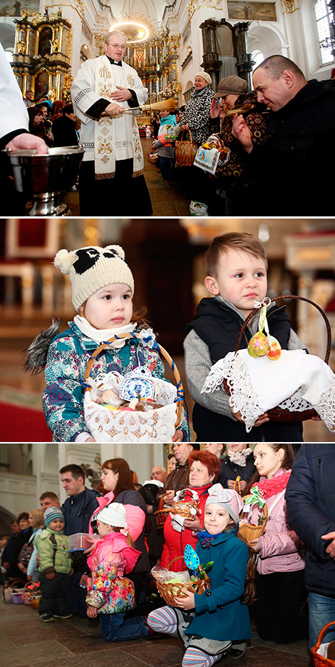 Blessing of Easter treats in St. Francis Xavier Cathedral, Grodno