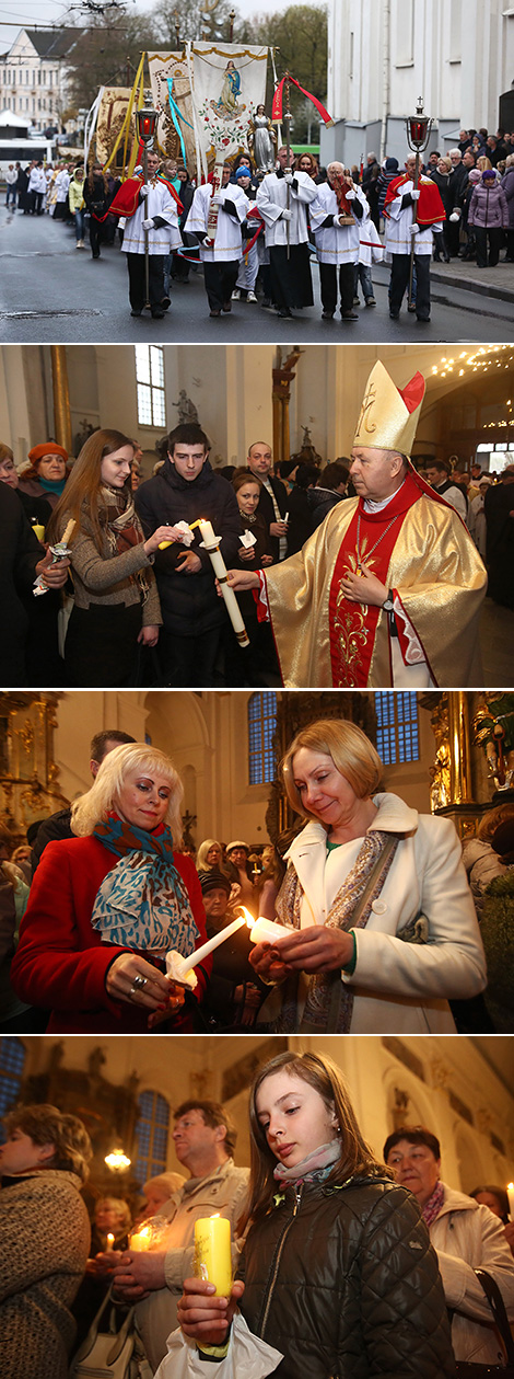 Sacred procession and Easter Eve in St. Francis Xavier Cathedral, Grodno
