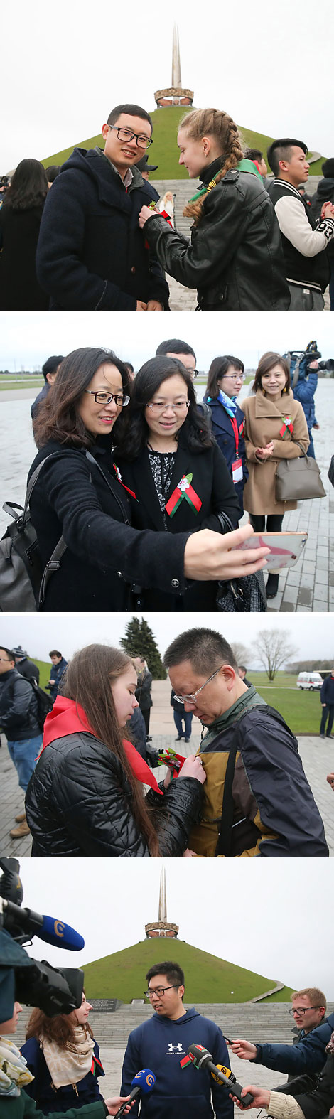 Chinese journalists at the Mound of Glory Memorial