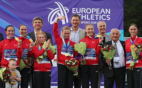 Belarus team at European 10,000m Cup in Minsk