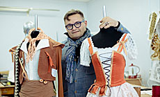 Alexandre Vassiliev with the costumes for the premiere of Laurencia ballet