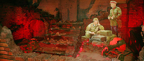 Holographic 3D installation in the exhibition, dedicated to defense of the Brest Fortress