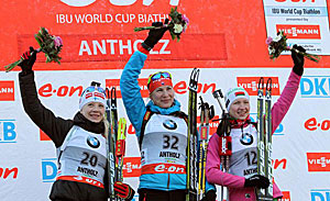 Дарья Домрачева заняла 3-е место в спринте на этапе Кубка мира по биатлону в Антхольце