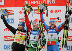 Дарья Домрачева выиграла золото в гонке преследования на чемпионате мира по биатлону в Рупольдинге