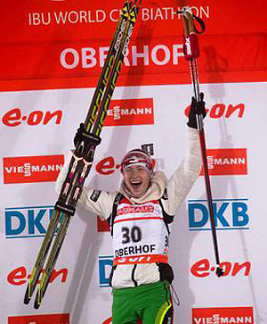 Белоруска Дарья Домрачева выиграла спринт на этапе Кубка мира по биатлону